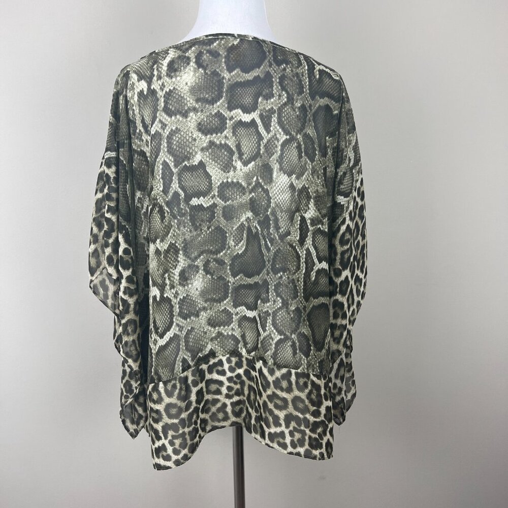 Michael Michael Kors Top Womens L/XL Wing Sleeve Snake Leopard Pattern Sheer - Picture 5 of 12